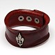 Trendy Unisex Casual Style Alloy Fleur De Lis Studded Leather Cord Wide Wristband Bracelets X-BJEW-L285-04-1