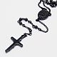 Collar de cuentas de rosario para hombres con cruz de crucifijo NJEW-I011-4mm-04-2