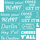 OLYCRAFT 2Pcs 11x8.6 Inch Southern Sayings Self-Adhesive Silk Screen Printing Stencil Inspirational Word Silk Screen Stencil Bless Your Heart Mesh Stencils Transfer for DIY T-Shirt Fabric Painting DIY-WH0338-134-1