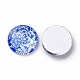 Blue and White Floral Printed Glass Flatback Cabochons X-GGLA-A002-20mm-XX-2