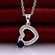 Silver Plated Brass Cubic Zirconia Heart Pendant Necklaces For Women NJEW-BB06068-3
