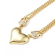Clear Cubic Zirconia Heart with Padlock Pendant Necklace NJEW-L170-06G-1
