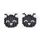 手作りシードビーズペンダント  弾性糸で  織機模様  猫の形  ブラック  18~19x19~20x1.5mm SEED-I012-33B-1