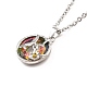 Hummingbird and Flower Donut Pendant Necklace for Women NJEW-I113-12P-1