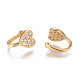 Golden Plated Brass Micro Pave Cubic Zirconia Cuff Earrings EJEW-L244-37G-2