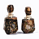 Pendentifs de flacons de parfum ouvrants en bronzite synthétique et jaspe impérial assemblés G-S366-059H-4