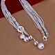 Popular Silver Color Plated Brass Multi-strand Snake Chain Necklaces NJEW-BB12860-3
