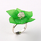 Flor de acrílico anillos ajustables RJEW-JR00078-2