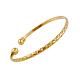 Perfect Design Real 18K Gold Plated Brass Torque Cuff Bangle BJEW-EE0001-05-1
