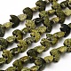Ciuffi di perline in pietra di serpente naturale / pizzo verde orsetto bianco G-A128-AS04-1