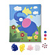 創造的なDIY象模様樹脂ボタンアート  帆布画紙と木枠付き  子供のための教育工芸品絵画粘着性のおもちゃ  ブルー  30x25x1.3cm DIY-Z007-43-2