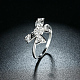 Moda bowknot 925 de plata esterlina anillos de dedo de circonio cúbico RJEW-BB17129-7-5