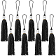 GORGECRAFT 8PCS Large Tassel Key Colorful Handmade Silky Floss Tiny Craft Tassels with Transparent Cube Beads for DIY Craft Accessory Home Decoration(Black) AJEW-GF0004-66D-1