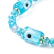Colonne avec mauvais œil au chalumeau et bracelet extensible en perles de verre pour femme BJEW-JB08634-01-4