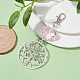 Flat Round with Tree of Life Alloy Pendant Decorations HJEW-JM01404-3