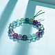 Natural Fluorite Round Beads Stretch Bracelet BJEW-JB07235-02-2