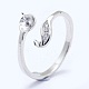 Adjustable 925 Sterling Silver Cuff Finger Ring Components STER-I016-044P-4