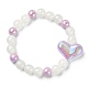 Bracciale elasticizzato con perline a forma di cuore in resina scintillante e acrilico per gioielli per bambini BJEW-JB09549-2