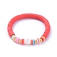 Handmade Polymer Clay Heishi Beads Stretch Bracelets BJEW-JB05089-03-1