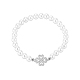 TINYSAND Classic Lucky Clover Pearl 925 Sterling Silver Cubic Zirconia Charm Bracelet TS-B309-W-1