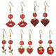 Boucles d'oreilles pendantes en alliage d'émail pour la Saint-Valentin avec épingles en laiton EJEW-JE05331-1
