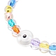 Mauvais œil acrylique et bracelet de perles tressées au chalumeau rond pour femme BJEW-JB08379-01-4