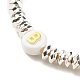 Bracelet extensible en hématite synthétique avec lettres initiales en perles acryliques BJEW-JB07960-5