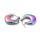 Pendientes de aro con rombos gruesos de acero inoxidable de color arcoíris 304 chapado en iones (IP) para mujer EJEW-G293-22M-2