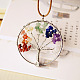 Tree of Life Alloy Gemstone Chips Pendant Necklaces NJEW-N0049-02-1