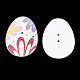 2つ穴プリントウッドボタン  染め  無鉛の  卵の卵形  ミックスカラー  31x23.5x2.5mm  穴：1.6mm BUTT-T001-04-LF-2
