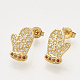 Ciondoli in ottone con zirconi cubici e orecchini a bottone e anelli regolabili set di gioielli SJEW-S043-09-4