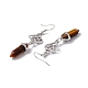 Gemstone Bullet with Sailor's Knot Dangle Earrings EJEW-I276-08P-4