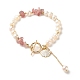 Bracelet en perles de quartz fraise naturelle BJEW-TA00032-03-1