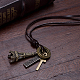 Réglable pendentif en alliage de zinc rétro et cordon de cuir choker colliers lariat NJEW-BB16014-A-7