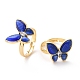 Cat Eye Butterfly Adjustable Ring with Clear Cubic Zirconia RJEW-G258-01G-2