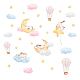 SUPERDANT Colorful Cloud Rabbit Wall Sticker Moon and Star Wall Decor Hot Air Balloon Wall Decals Vinyl Wall Art Decal for for Baby Room Bedroom Living Room Nursery Kindergarten Decorations DIY-WH0228-570-1