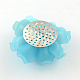 Frosted Style Acrylic Flower Cabochons with Acrylic Rhinestone and Platinum Tone Iron Bottom FIND-R027-10C-2