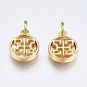 Brass with Natural Sea Shell Charms KK-Q277-021-NF-2
