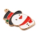 合金エナメルチャーム  クリスマステーマ  ライトゴールド  雪だるま  29x19x1.5mm  穴：1.5mm ENAM-G218-B08-3