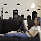 Superdant City Buildings Sticker mural gratte-ciel nuages silhouettes pour murs autocollants en vinyle amovibles autocollants muraux pour chambre à coucher salon DIY-WH0228-762-3