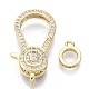 Brass Micro Pave Clear Cubic Zirconia Lobster Claw Clasps ZIRC-S066-025-NF-3