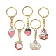 Porte-clés pendentif en émail en alliage de chat fraise KEYC-JKC00575-1