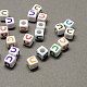 Perles européennes en acrylique de lettre colorées avec grand trou SACR-Q104-02U-1