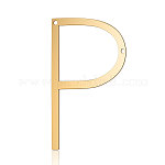 201 Verbindungsstecker aus Edelstahl, Buchstabe, golden, letter.p, 37x22x1 mm, Bohrung: 1 mm