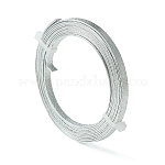 Alambre de aluminio texturizado, alambre artesanal de metal flexible, alambre artesanal plano, alambre de tira de bisel para la fabricación de joyas de cabujones, plata, 18 diámetro, 5x1mm, aproximadamente 6.56 pie (2 m) / rollo
