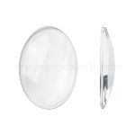 透明な楕円形のガラスカボション  透明  35x25x6.5mm