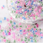 Round Glass Seed Beads, Round Hole, Inside Colors, Mixed Color, 6/0, 4mm, Hole: 1mm, about 4500pcs/bag