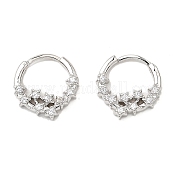 Серьги-кольца из латуни с микропаве и цирконием EJEW-L270-28P