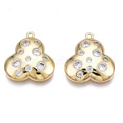 Brass Micro Pave Clear Cubic Zirconia Charms KK-N232-259