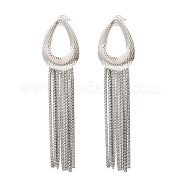 Серьги-гвоздики из латуни с полыми каплями EJEW-L270-26A-P